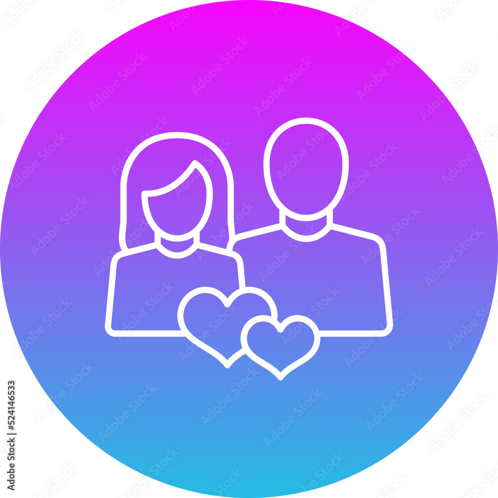Relationship Gradient Circle Line Inverted Icon