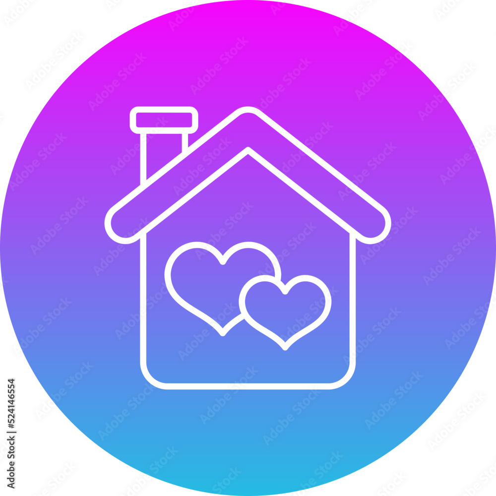 House Gradient Circle Line Inverted Icon