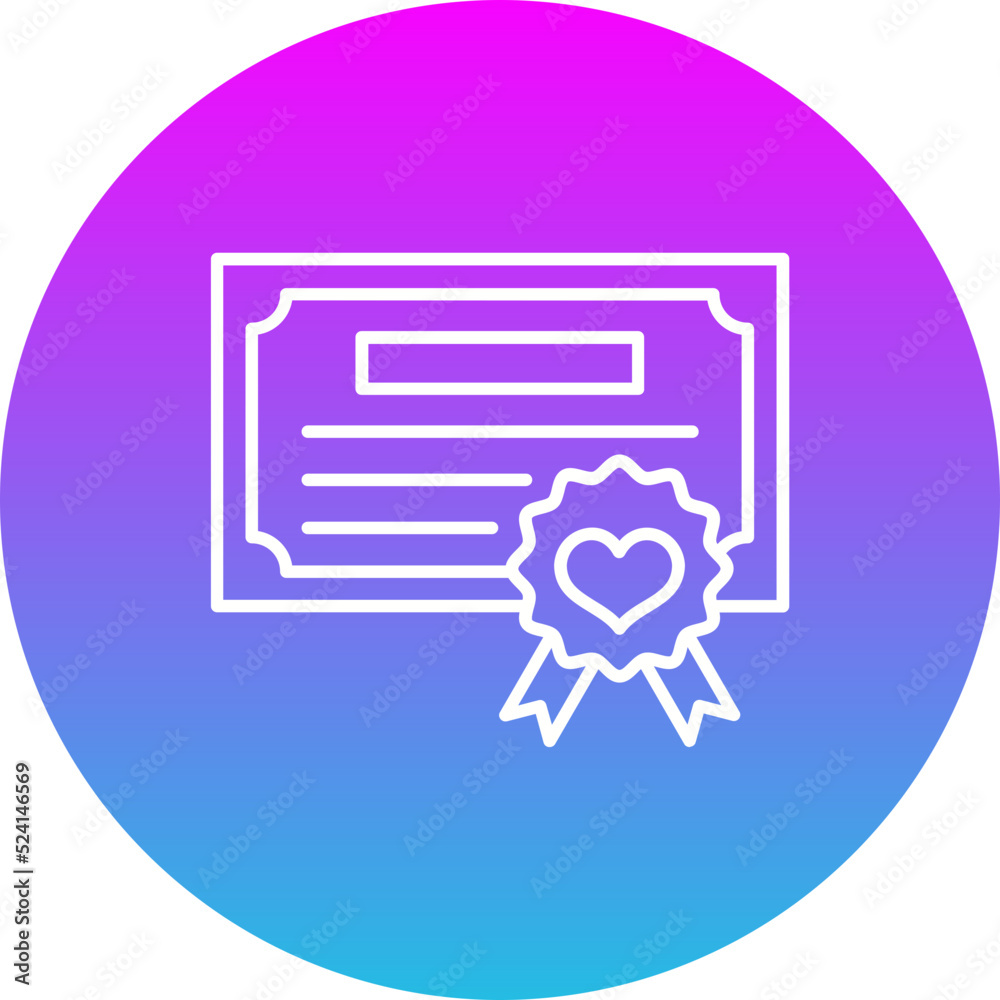 Certificate Gradient Circle Line Inverted Icon
