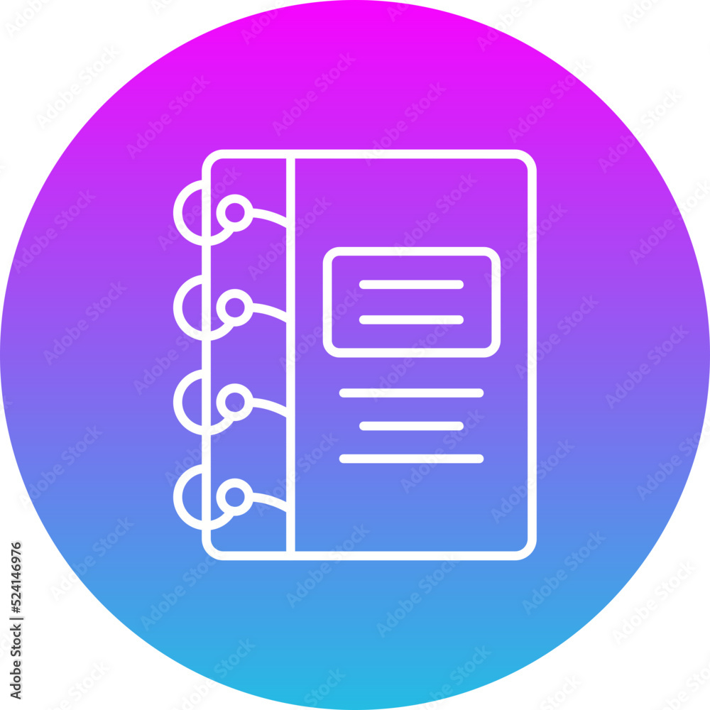 Notebook Gradient Circle Line Inverted Icon Notebook Gradient Circle Line Inverted Icon