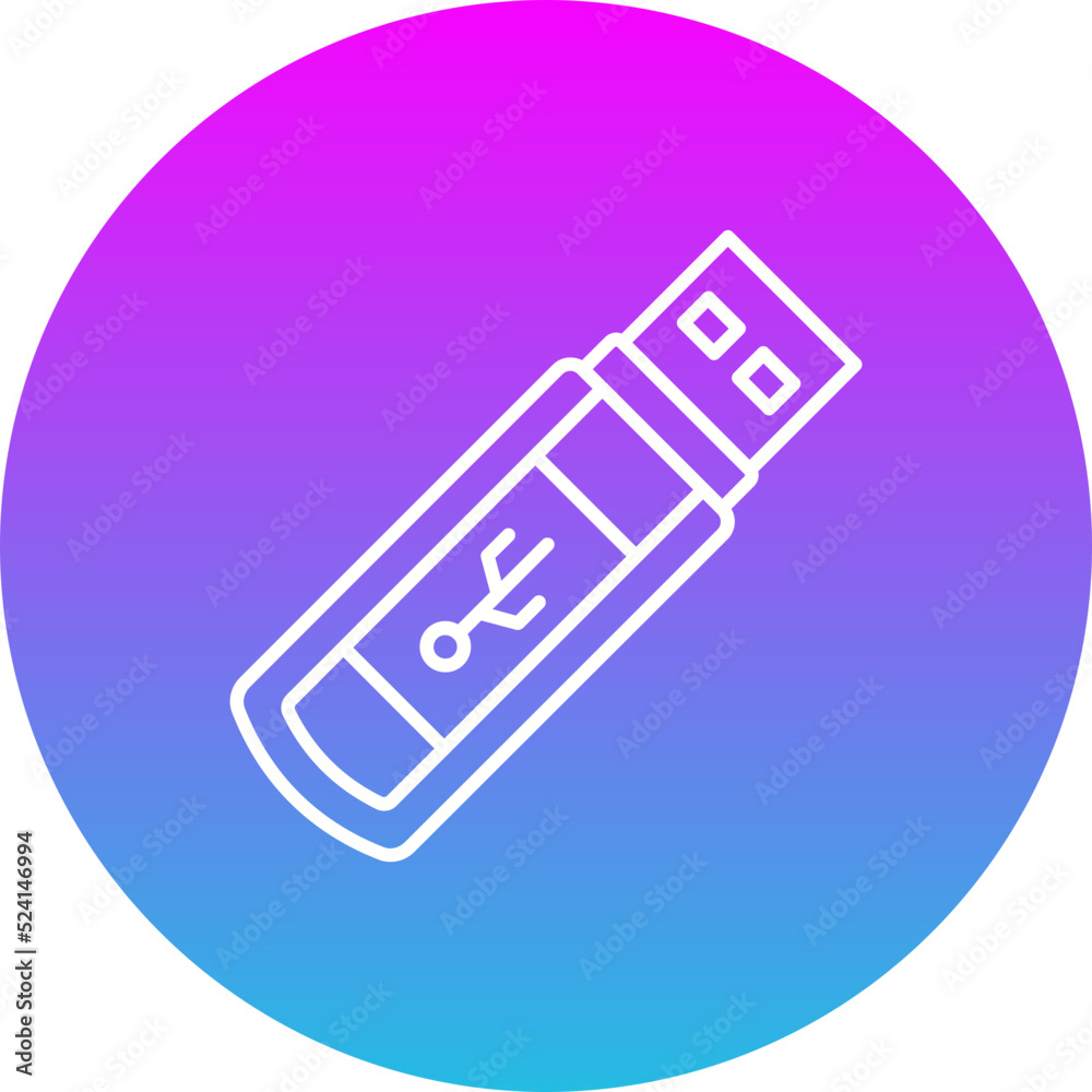 Pen Drive Gradient Circle Line Inverted Icon Pen Drive Gradient Circle Line Inverted Icon