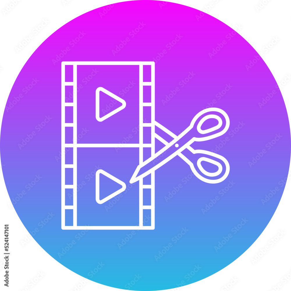 Film Editing Gradient Circle Line Inverted Icon Film Editing Gradient Circle Line Inverted Icon