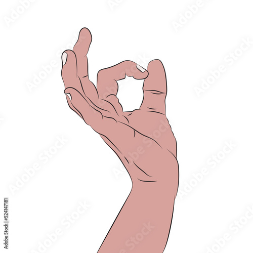 Light skin color male hand, OK hand gesture.