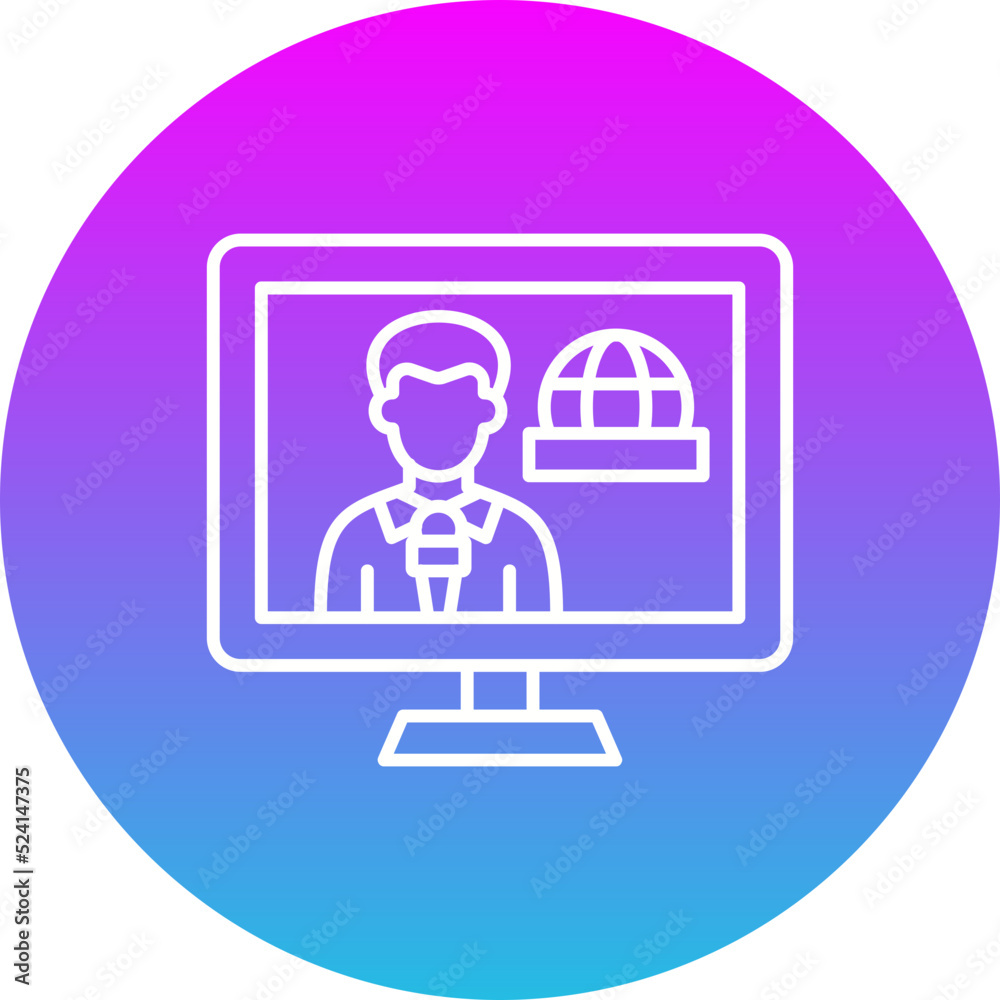Broadcasting Gradient Circle Line Inverted Icon Broadcasting Gradient Circle Line Inverted Icon