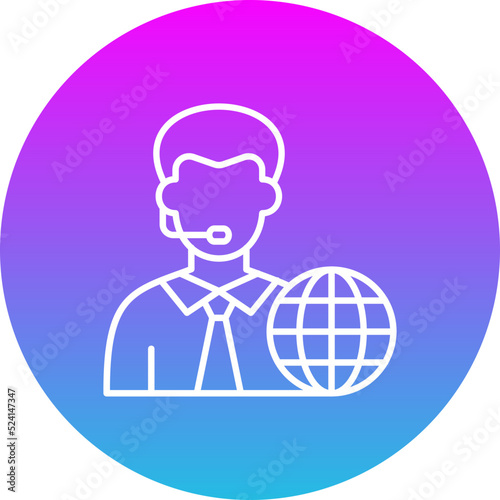 News Reporter Gradient Circle Line Inverted Icon