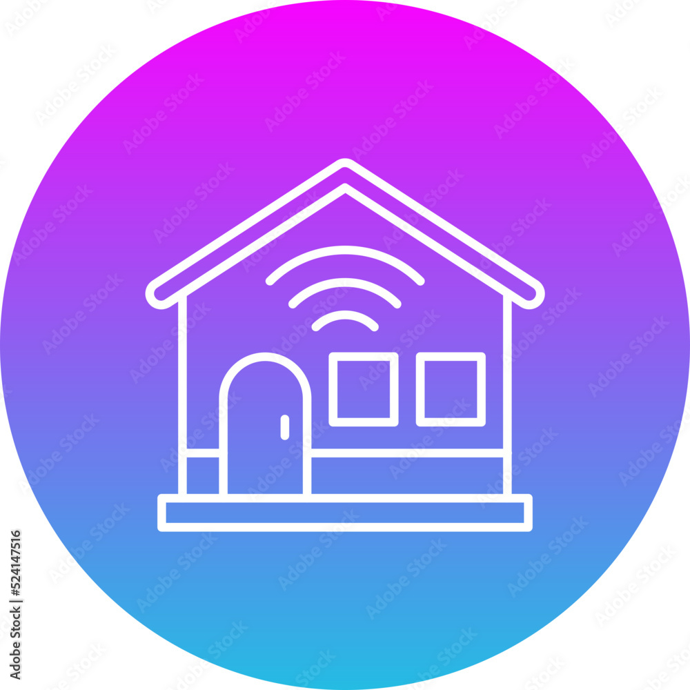 Smart House Gradient Circle Line Inverted Icon Smart House Gradient Circle Line Inverted Icon