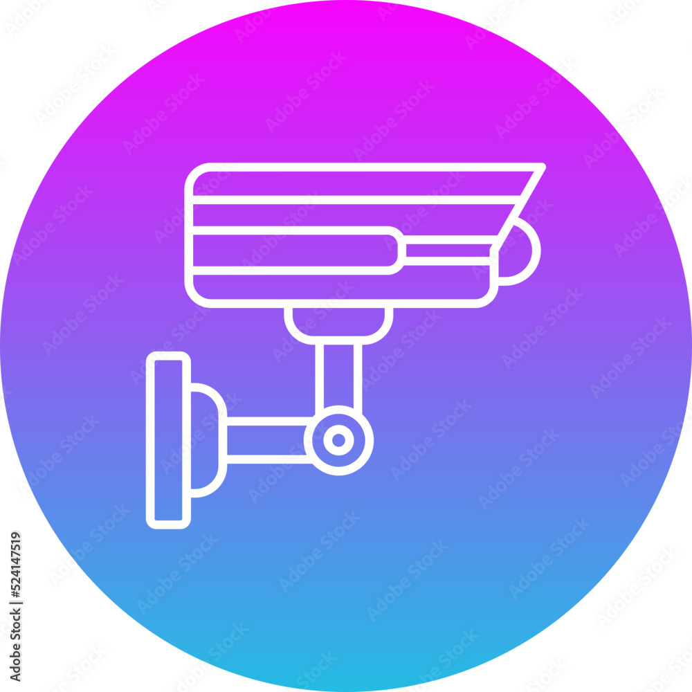 Cctv Camera Gradient Circle Line Inverted Icon Cctv Camera Gradient Circle Line Inverted Icon
