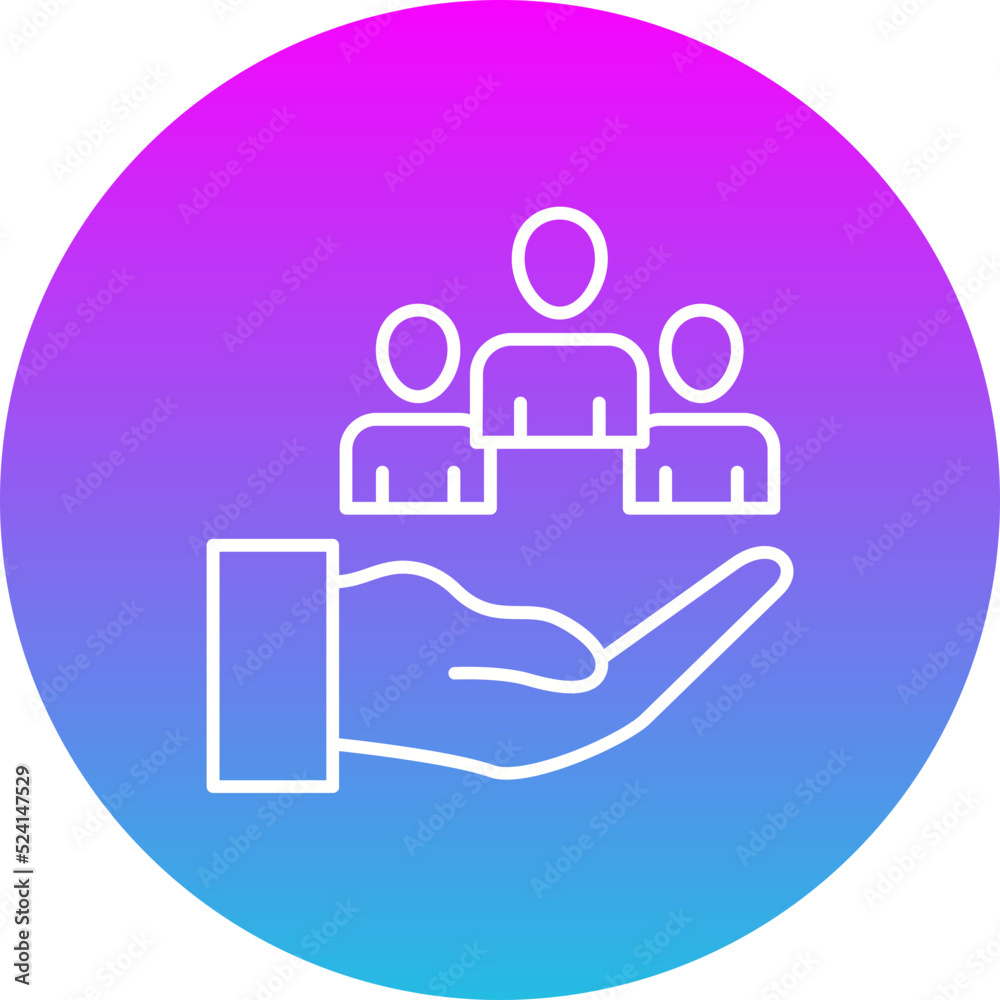 Human Resources Gradient Circle Line Inverted Icon