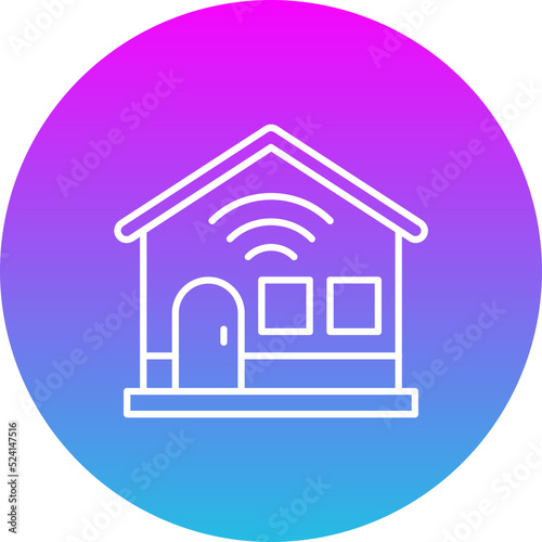 Smart House Gradient Circle Line Inverted Icon