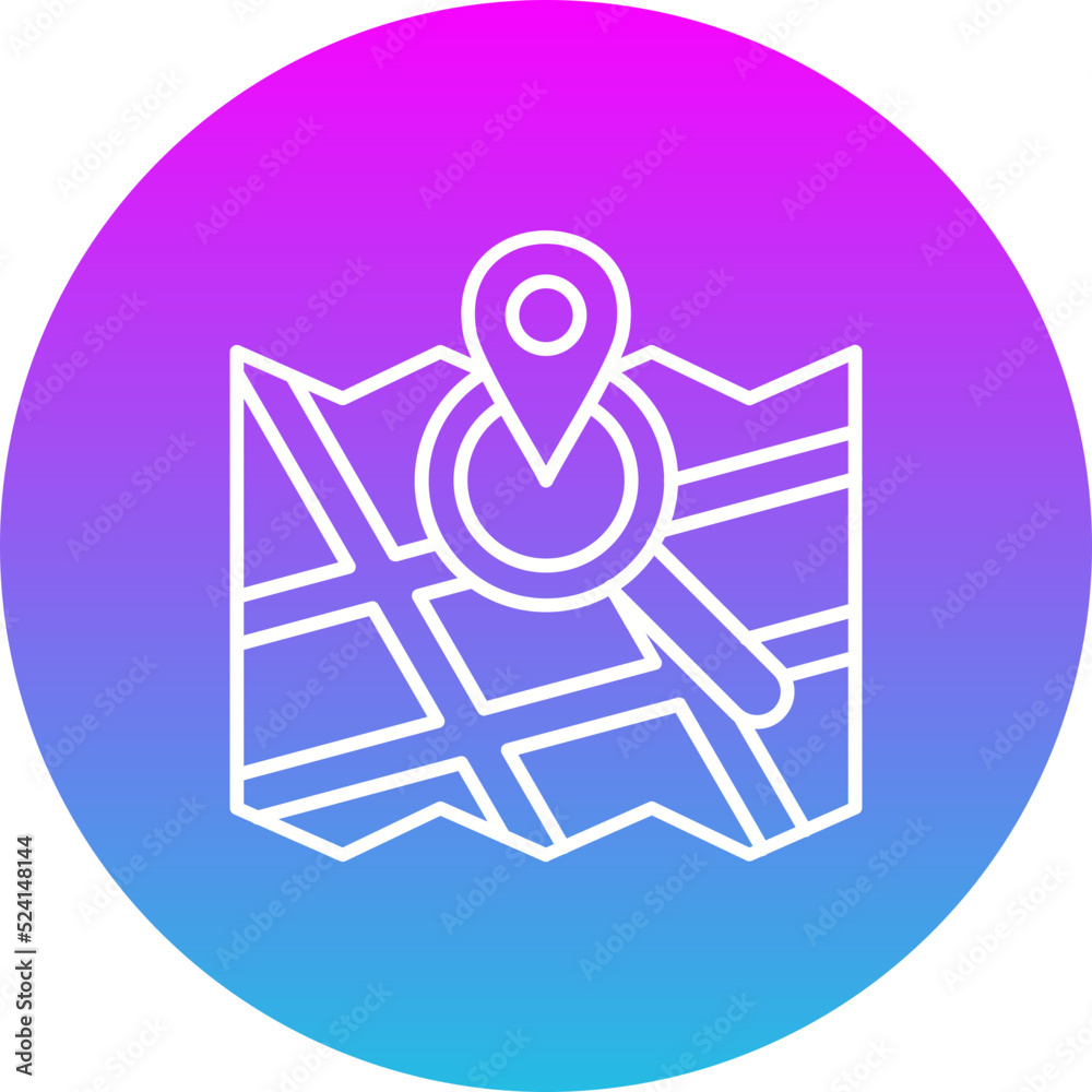 Map Search Gradient Circle Line Inverted Icon Map Search Gradient Circle Line Inverted Icon