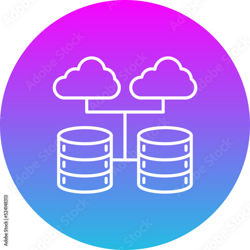 Cloud Database Gradient Circle Line Inverted Icon