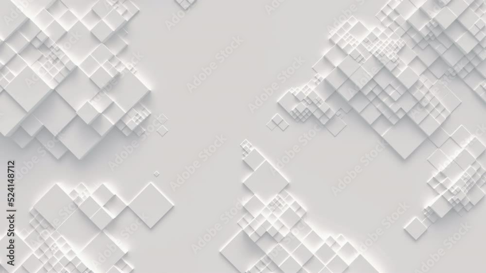 Abstract motion background from random moving cubes, seamless loop animation
