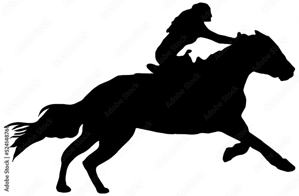 Silhouette of a woman galloping on a horse Silhouette of a woman galloping on a horse