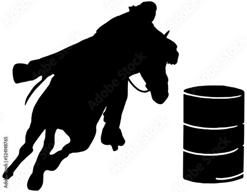 Silhouette of Horse and Rider Barrel Racing 