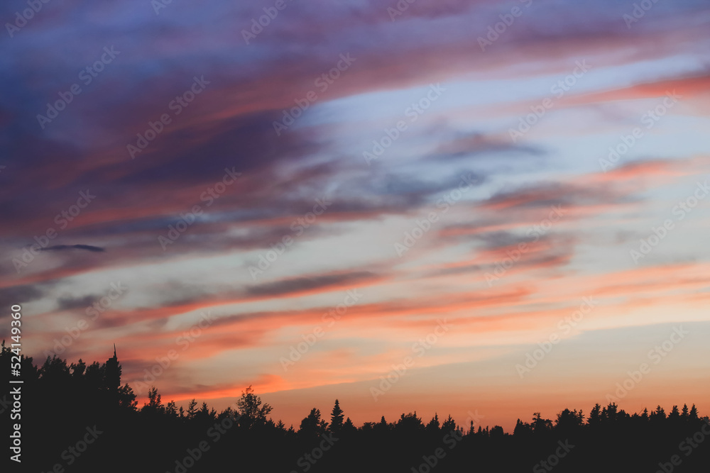 Coucher de soleil à la campagne 