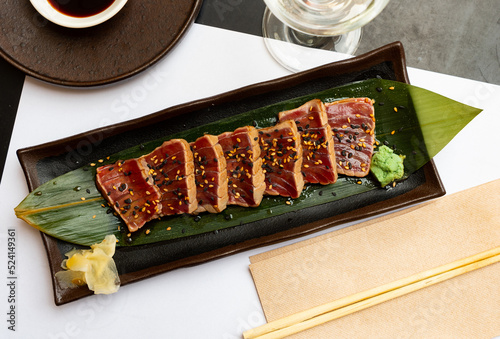 Tuna tataki with ponzu sauce. Japanese cuisine photo