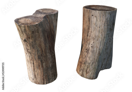 Logs and stump on a transparent background 