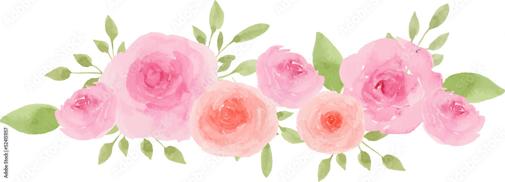 Pink Rose Arrangement Watercolor