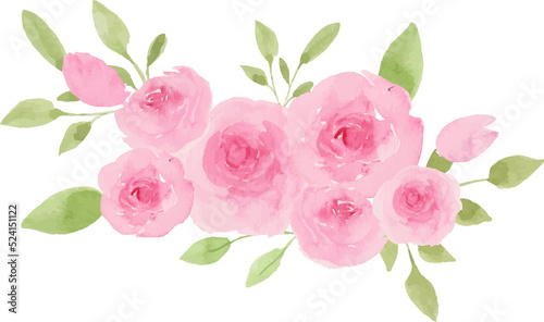 Pink Rose Arrangement Watercolor