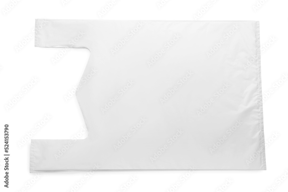 Blank plastic bag on white background, top view. Space for design Blank plastic bag on white background, top view. Space for design