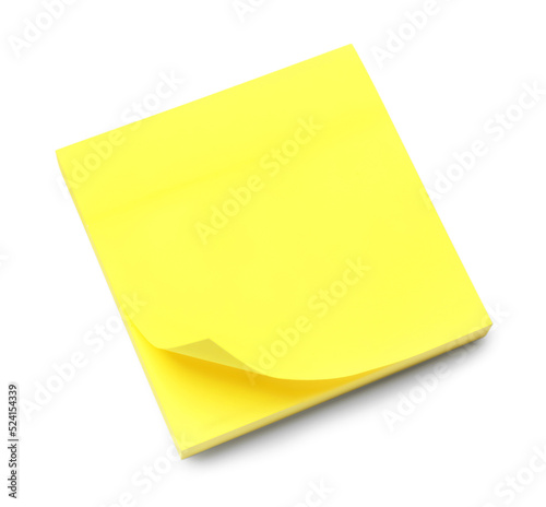 Blank yellow sticky notes on white background