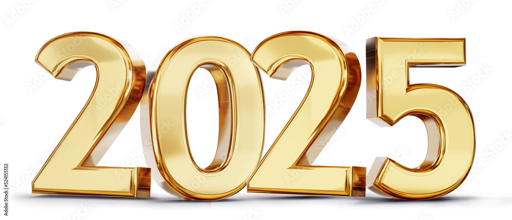 2025 golden symbol bold letters 3d-illustration 2025 golden symbol bold letters 3d-illustration