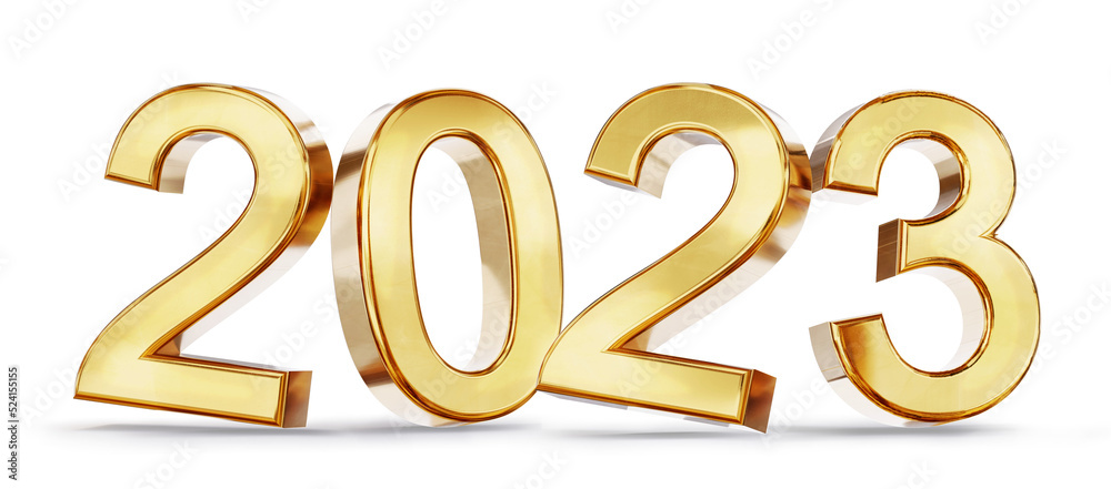 2023 golden symbol bold letters 3d-illustration 2023 golden symbol bold letters 3d-illustration