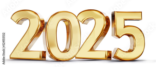 2025 golden symbol bold letters 3d-illustration