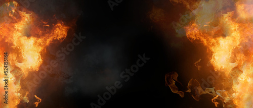 Obraz na płótnie fire flames and smoke 3d-illustration
