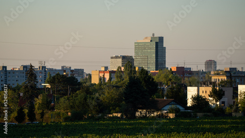 Sunrise over the city in Bratislava, Slovakia