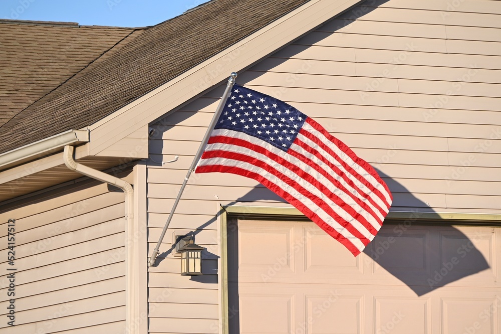 American Flag on Garage