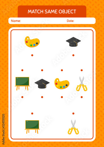Match with same object game summer icon. worksheet for preschool kids  kids activity sheet