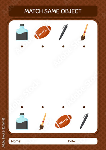 Match with same object game summer icon. worksheet for preschool kids, kids activity sheet