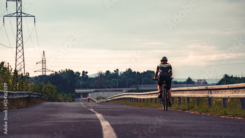 Cinematic shot of a cyclist