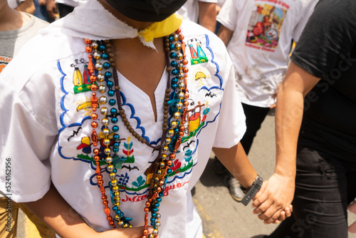 Unrecognizable boy dressed in the traditional clothes of Managua, Nicaragua