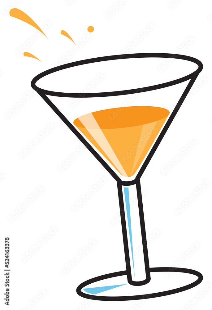 Yellow cocktail in a glass. Vector illustration png. Flat design. Drink icon concept. Yellow cocktail in a glass. Vector illustration png. Flat design. Drink icon concept.