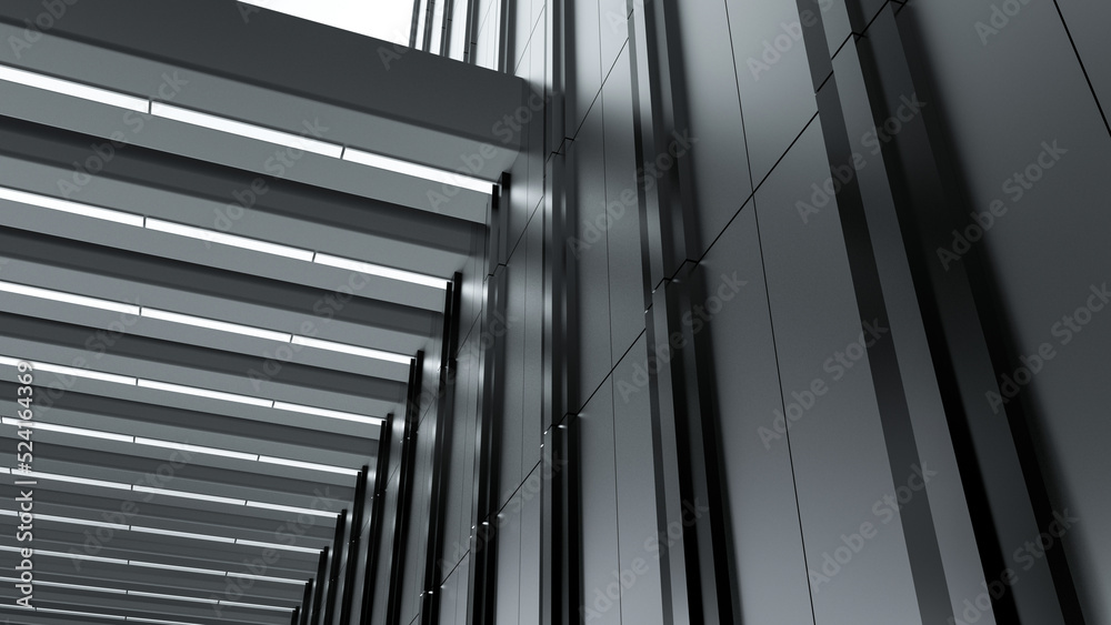 Obraz premium Architectural building wall. Overlap design architecture. 3D render.