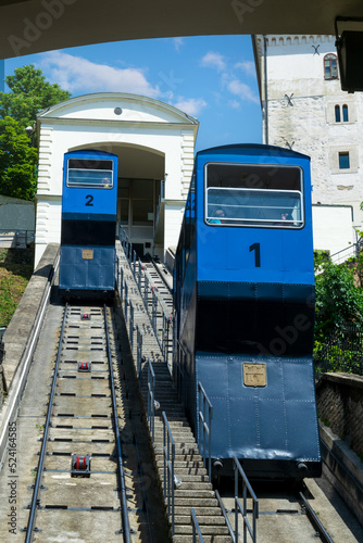 Cars of the Zagreb Funicular Passing photo