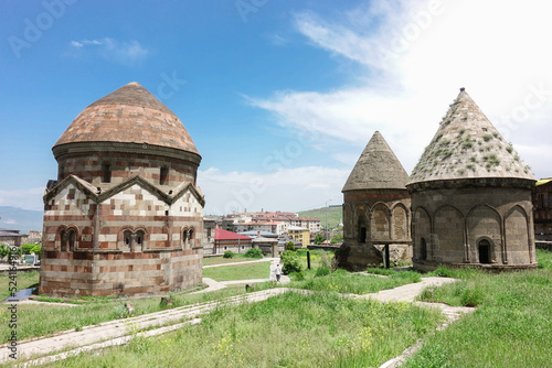 Twin Minaret Madrasah in Erzurum , Turkey - it was built in 1271 by Khudavand Khatun, the daughter of Seljuq Sultan Kayqubad I.	 photo