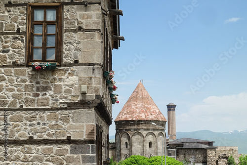 Twin Minaret Madrasah in Erzurum , Turkey - it was built in 1271 by Khudavand Khatun, the daughter of Seljuq Sultan Kayqubad I.	 photo