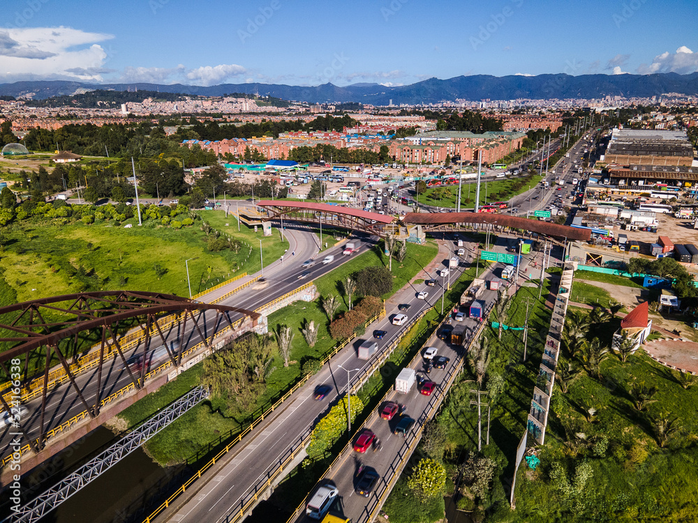wooden bridge over 80th street in bogotá, the capital of colombia