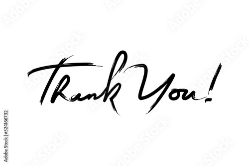 Thank You Text Lettering Handwritten Calligraphy brush style isolated on white background, Greeting Card template, vector illustration
