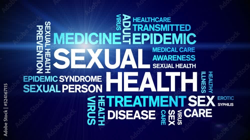 Sexual Health animated tag word cloud;text design animation kinetic typography seamless loop.