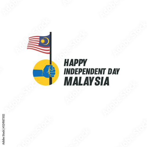 65th independence day malaysia with flag and hand