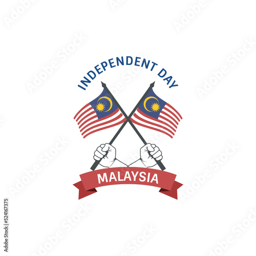 65th independence day malaysia with flag and hand