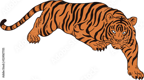 Tiger Pose Wild Animal Jungle Safari Vintage Clipart Cartoon