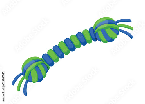 Toy for dogs twisted rope flat illustration. Accessories for pets