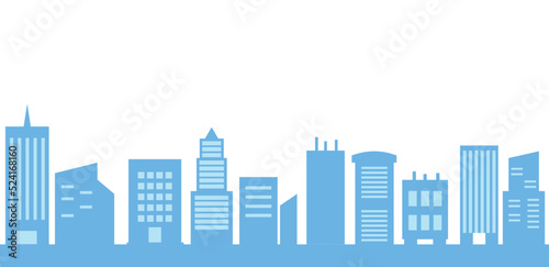 Buildings panorama flat illustration. City background