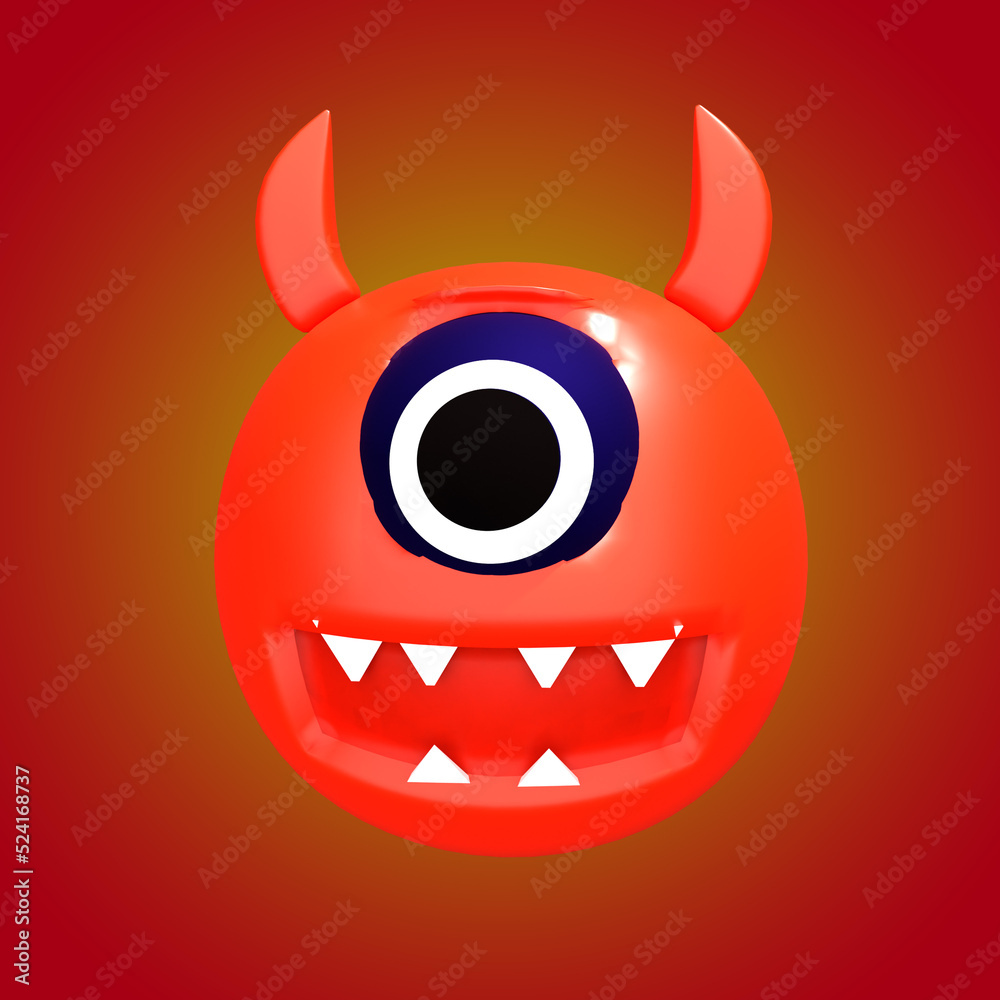 3d rendering of monster with one eyes