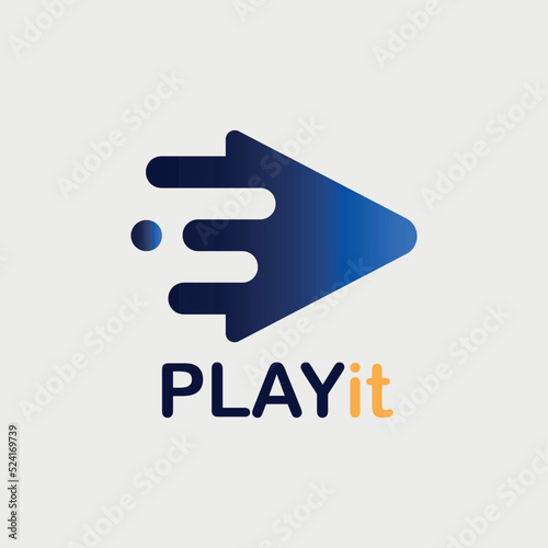 logo design with blue play icon